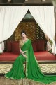 mousseline de soie couleur verte brasso sari