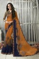 mousseline de soie couleur brune brasso sari