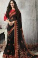 mousseline de soie couleur noire brasso sari