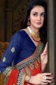 couleur rouge, bleu nevy georgette sari