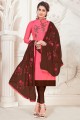 soie costume churidar modal couleur rose