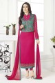 costume royal couleur rose georgette churidar