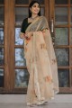 dentelle organza, sari jaune à impression numérique avec chemisier