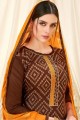 couleur brun Banarasi costume soie churidar