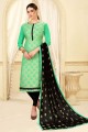 couleur verte Banarasi costume soie churidar