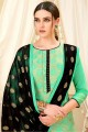 couleur verte Banarasi costume soie churidar