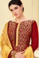 couleur marron Banarasi costume soie churidar