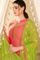 couleur rose Banarasi costume de soie churidar