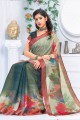 couleur verte forêt lin pur sari