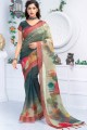 couleur verte forêt lin pur sari
