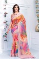 multi couleur lin pur sari