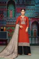 costume de couleur rouge modal palazzo coton Chanderi
