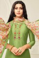 costume couleur vert coton Chanderi churidar