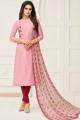 costume couleur rose coton Chanderi churidar