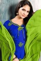 pc couleur bleu costume coton churidar