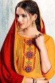 costume coton pc couleur orange churidar