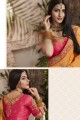 couleur jaune soie fantaisie georgette sari