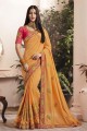 couleur jaune soie fantaisie georgette sari