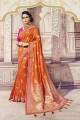 orange lourd Banarasi sari de soie