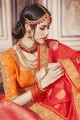couleur rouge lourd Banarasi sari de soie
