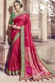 couleur rose rouge lourd Banarasi sari de soie