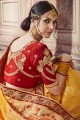 couleur jaune lourd Banarasi sari de soie