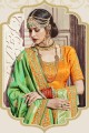 couleur verte lourd Banarasi sari de soie