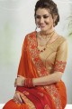 couleur rouge et orange rangoli georgette sari