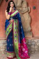 saris de soie avec tissage en bleu royal