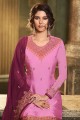 magenta couleur satin costume palazzo georgette