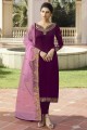 georgette violette en satin couleur churidar, combo costume lehenga