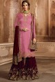 costume georgette de satin couleur rose palazzo