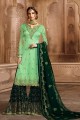 costume georgette de satin de couleur vert clair palazzo