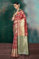 rouge, couleur verte Banarasi saris en soie