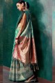 vert, couleur rouge Banarasi saris en soie
