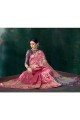 rose, couleur pourpre Banarasi saris en soie