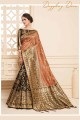 brun clair 7 lin couleur noire saris en soie