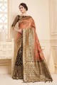 brun clair 7 lin couleur noire saris en soie