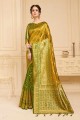 or 7 lin couleur verte saris en soie