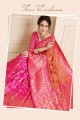 couleur dorée et rose lin soie sari