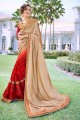 chiku avec la couleur rouge georgete sari