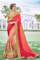 rouge avec la couleur rose georgete sari