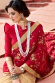 couleur rouge et crème sari de soie art
