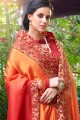 deux tons de couleur rouge georgete sari