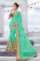 couleur vert clair georgete sari
