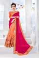 rose et orange georgete sari