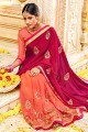 couleur magenta et pêche fantaisie sari