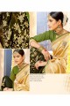 couleur dorée et verte de fantaisie sari