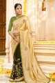 couleur dorée et verte de fantaisie sari