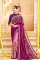 couleur pourpre et rose fantaisie sari